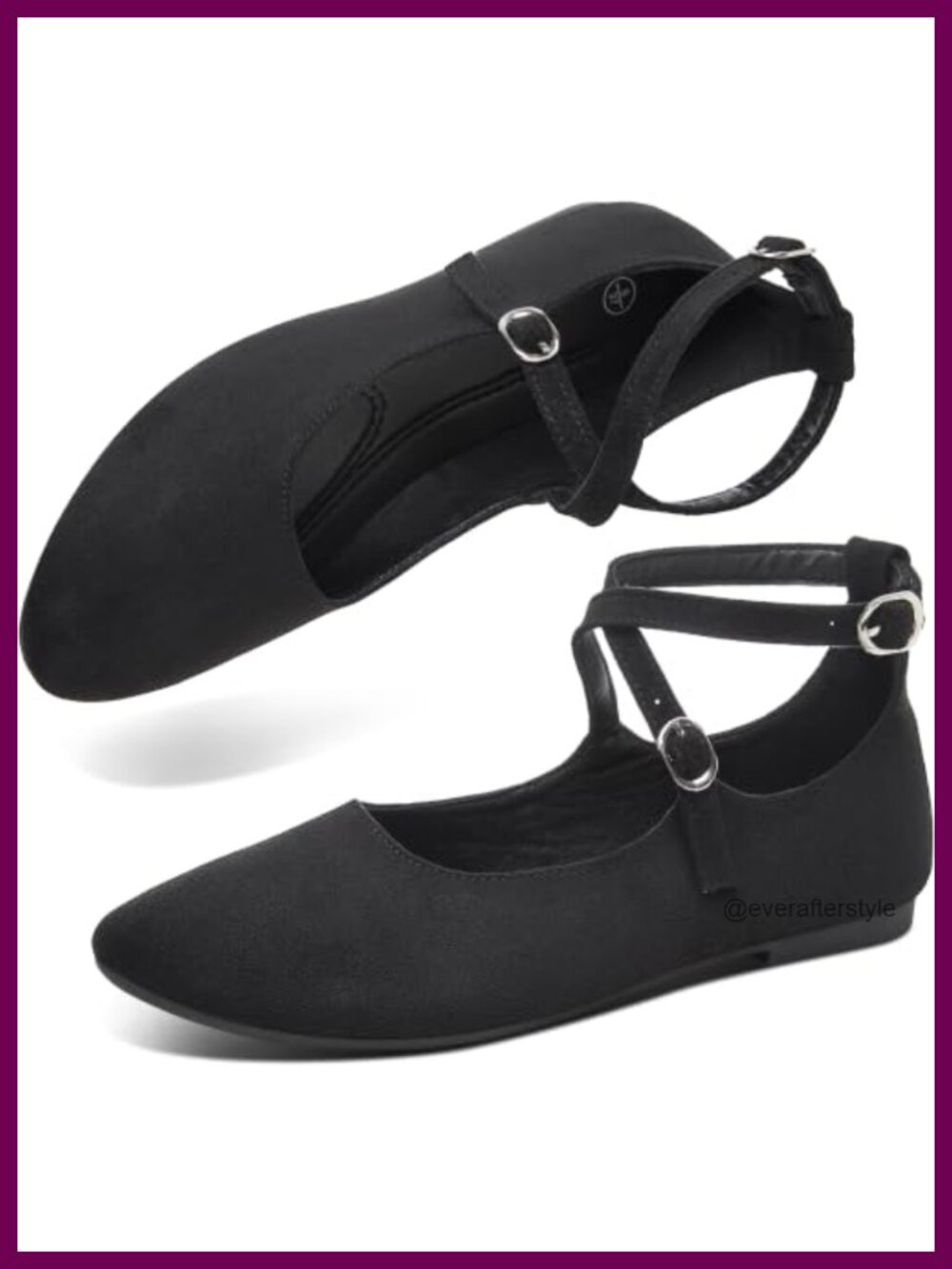 Faux Suede Crossover Ankle Strap Ballet Flats Round Toe Dress Shoes